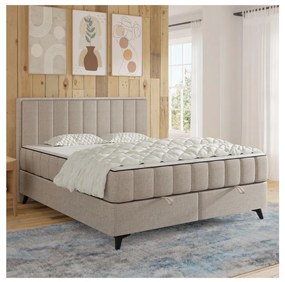 Čalúnená posteľ s matracmi a topperom s úložným priestorom ALICIA 160x200 cm béžová