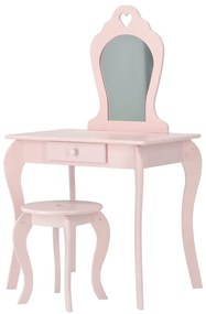 Ružový detský toaletný stolík s taburetkou