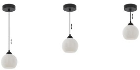 Závesné svietidlo Riffle Round, 1x biele sklenené tienidlo, b