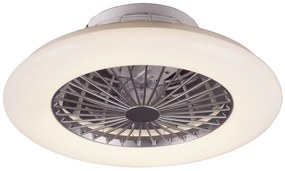 RABALUX Stropný ventilátor s LED osvetlením DALFON, 30W, teplá-studená biela, biely, strieborný, 50cm, okrúh