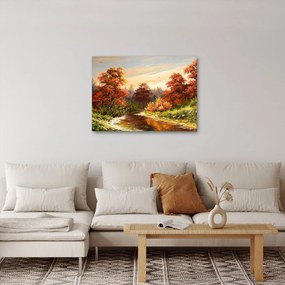 Obraz rieky v jesennej krajine, olejomaľba (70x50 cm)