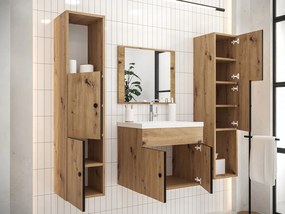 Meble łazienkowe Kresto, dąb Artisan + umywalka + lustro