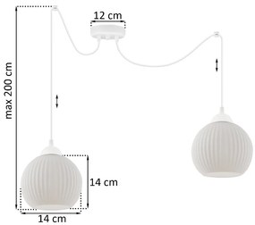 Závesné svietidlo Riffle Round Spider, 2x biele sklenené tienidlo, w