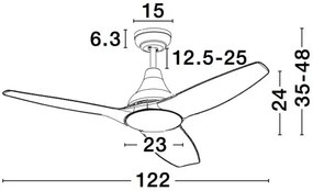 Stropný ventilátor Samoa 12.2 čierne s diaľkovým ovládaním