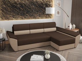 Rohová sedacia súprava Radiant L3 (tmavohnedá + béžová) (P). Akcia -20%. Vlastná spoľahlivá doprava až k Vám domov. 1057472