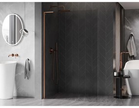 Mexen, Mexen Kioto-X L sprchová stena 50 x 200 cm, transparentná 10 mm, brúsená meď - 800-050-107-65-00-X