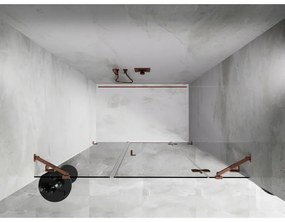 Mexen Lunar, pravé otočné sprchové dvere 140 cm, 8mm číre sklo, ružové zlato profil, 834S-140-050-60-00-P