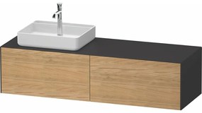 DURAVIT White Tulip závesná skrinka pod umývadlo na dosku (umývadlo vľavo), 2 zásuvky, 1600 x 550 x 408 mm, dub prírodný masív/grafit matný, WT4864LH5580000