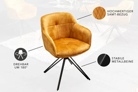 Stolička Euphoria horčicová žltá zamatová otočná