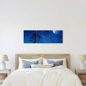 Obraz vlka vyjúci na mesiac (s hodinami) (90x30 cm)