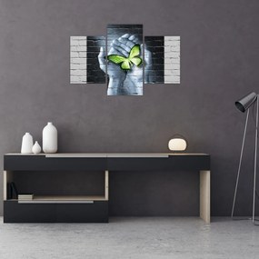 Obraz - Zelený motýľ v stene (90x60 cm)