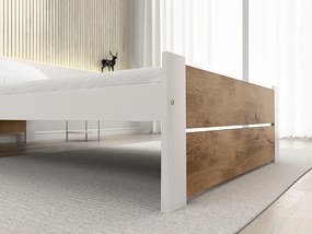 Posteľ IKAROS DOUBLE 90 x 200 cm, dub artisan/biela Rošt: S latkovým roštom, Matrac: Matrac COCO MAXI 20 cm
