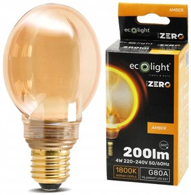 ECOLIGHT Dekoratívna LED žiarovka E27 4W 200lm G80 Amber Retro - rada ZERO