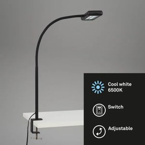 Brilo - LED Flexibilná stolná lampa s klipom TRASNA LED/7,5W/230V čierna