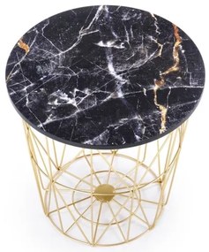 Konferenčný stolík HARISSA 41x42 cm zlatá/čierny dekor mramoru