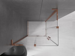 Mexen Velar L Duo, sprchový kút s posuvnými dverami 90 x 80 cm, 8mm číre sklo, ružové zlato, 871-090-080-02-03-60