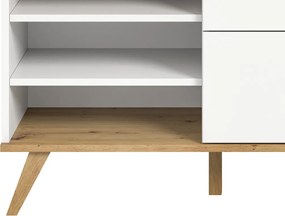 Televizna skrinka Scandi, biela/dub nox