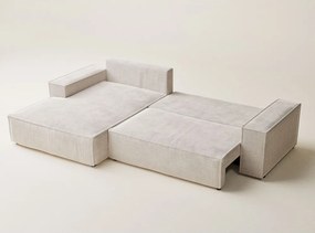 Krémovobiela ženilková rozkladacia/s úložným priestorom rohová pohovka (ľavý roh/s leňoškou) Maze – Maison de Rêve