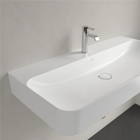 VILLEROY &amp; BOCH Finion závesné umývadlo s otvorom, bez prepadu, 1000 x 470 mm, Stone White, s povrchom CeramicPlus, 4168A2RW
