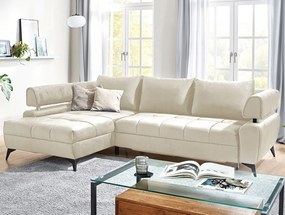 Rohová sedacia súprava Paris, krémová látka, ľavý roh