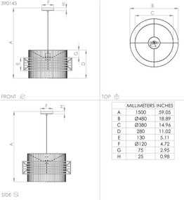 Eglo 390145 - Luster na lanku OLTAMAR 1xE27/40W/230V pr. 48 cm krémová