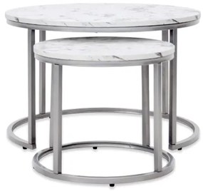 SADA 2x Konferenčný stolík PAOLA pr. 38/60 cm šedá/dekor mramoru