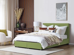 Čalúnená posteľ s úložným priestorom 160 x 200 cm zelená LA ROCHELLE Beliani