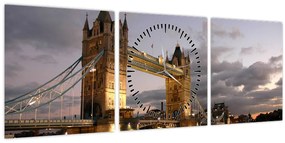 Obrázok - Tower Bridge v noci (s hodinami) (90x30 cm)