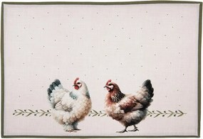 6ks béžové prestieranie so sliepočkami Barnyard Chicken - 48*35 cm