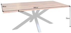 Masívny priemyselný jedálenský stôl GALAXIE 180 cm, Sheesham v tvare hviezdy
