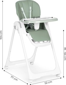 ECOTOYS HA-013 detské kresielko na kŕmenie, výškovo nastaviteľné, eko-koža, 5-bodové pásy