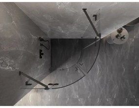 Mexen Lunar, polkruhový výklopný sprchový kút 90 x 90 cm, 8mm číre sklo, grafitový profil, 833-090L-090P-95-00