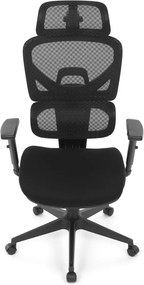 Kancelárska ergonomická stolička TRAGEL — sieťovina / látka, čierna