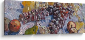 Obraz - Vincent van Gogh, Grapes, Lemons, Pears, and Apples, reprodukcia (s hodinami) (90x30 cm)