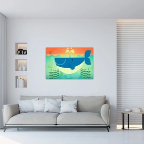 Obraz - Veselá veľryba v mori (90x60 cm)
