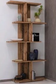 Členitý regál Fox, vintage optika dreva%