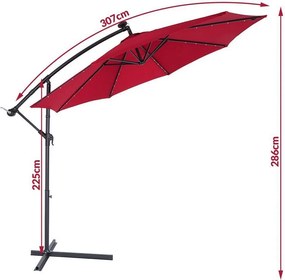 Zahradní slunečník Amana s LED osvětlením 307 cm červený