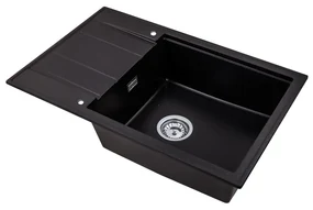 Gamma Modern 8010, 1-komorový granitový drez 800x500x210 mm, čierna so zlatými bodmi, GMA-ZM-8010-GD