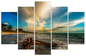 Obraz na plátně pětidílný Pláž Mořské nebe - 150x100 cm