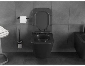 Mexen Teo, závesná WC misa 510x345x340 mm, Rimless Tornádo + WC sedadlo z duroplastu, čierna matná, 30850685T