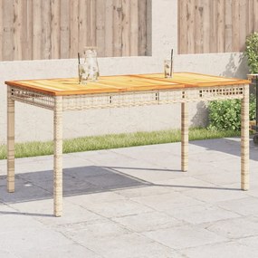 Záhradný stôl béžový 140x80x75 cm polyratan akáciové drevo 366278