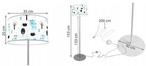 Detská stojacia lampa Bambi, 1x textilné tienidlo so vzorom, (výber z 2 farieb konštrukcie), o