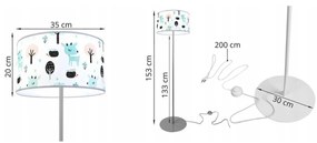 Detská Stojacia lampa Bambi, 1x textilné tienidlo so vzorom, (výber z 2 farieb konštrukcie), o