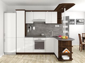 Nabytekmorava Kuchyna s ostrovčekom Bára C farba kuchyne: dub sonoma tmavá / biela, pracovná doska: s pracovnou doskou