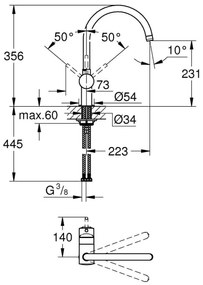 GROHE 32917000 - Drezová batéria A 356 mm lesklý chróm
