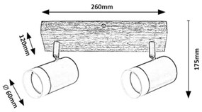 Rabalux 73122 - Stropné bodové svietidlo TORAS 2xGU10/5W/230V dub