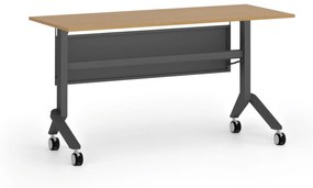 Mobilný stôl PRIMO MOVE, 1400 x 600 mm, čierna podnož, buk