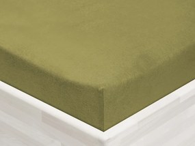 Jersey napínacie prestieradlo JR-020 Olivové 160 x 200 - výška 20 cm