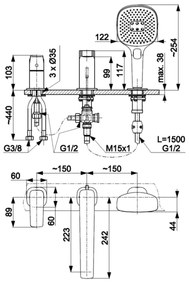 KFA Armatura 4525-210-81 - Vaňová batéria 3-otvorová MALAGA čierna