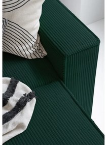 Tmavozelená menčestrová rozkladacia rohová pohovka (ľavý roh/do tvaru "U") Brave Dave – Miuform